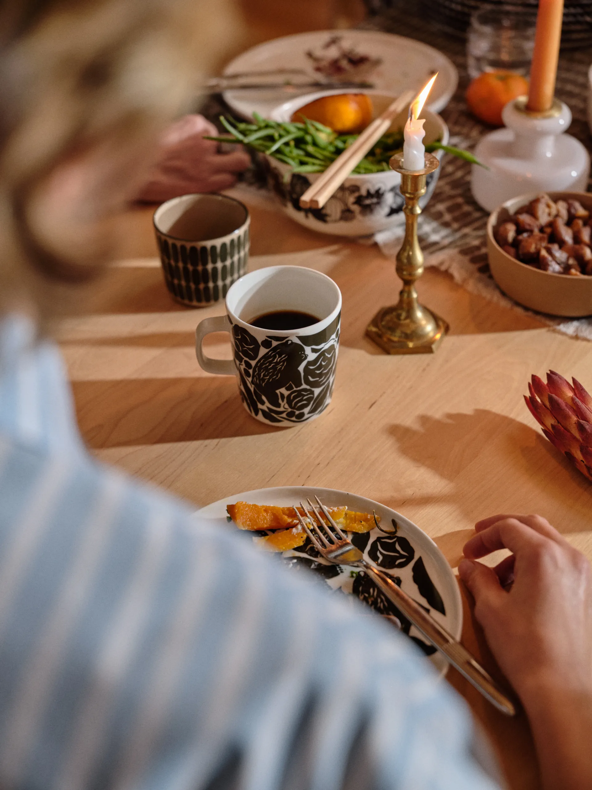 Alku koffiekop zonder oor 20 cl 2-pack, Bruin-groen Marimekko