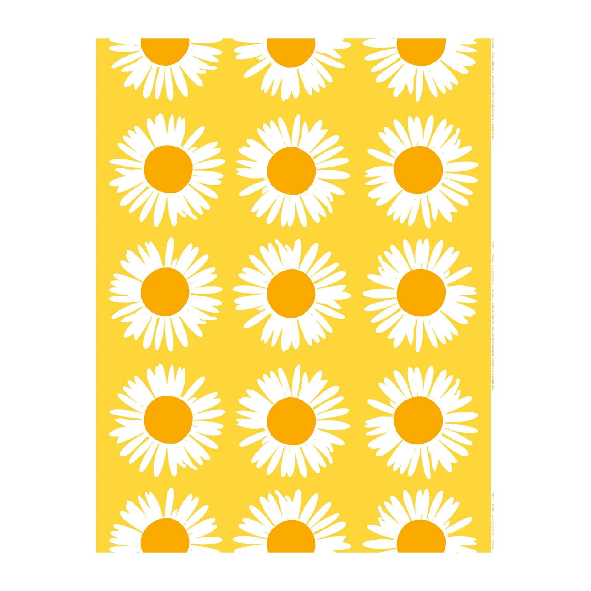 Auringonkukka gecoat tafelzeil, Geel-wit Marimekko