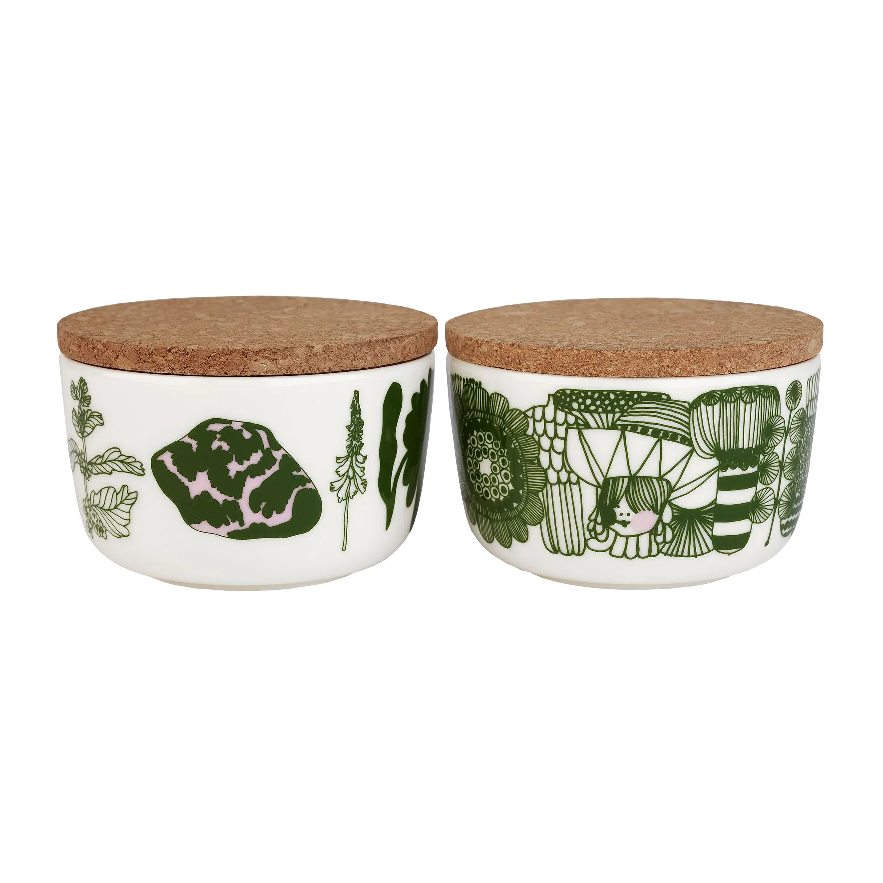 Elokuun Varjot kom 2,5 dl 2-pack, Wit-groen-roze Marimekko