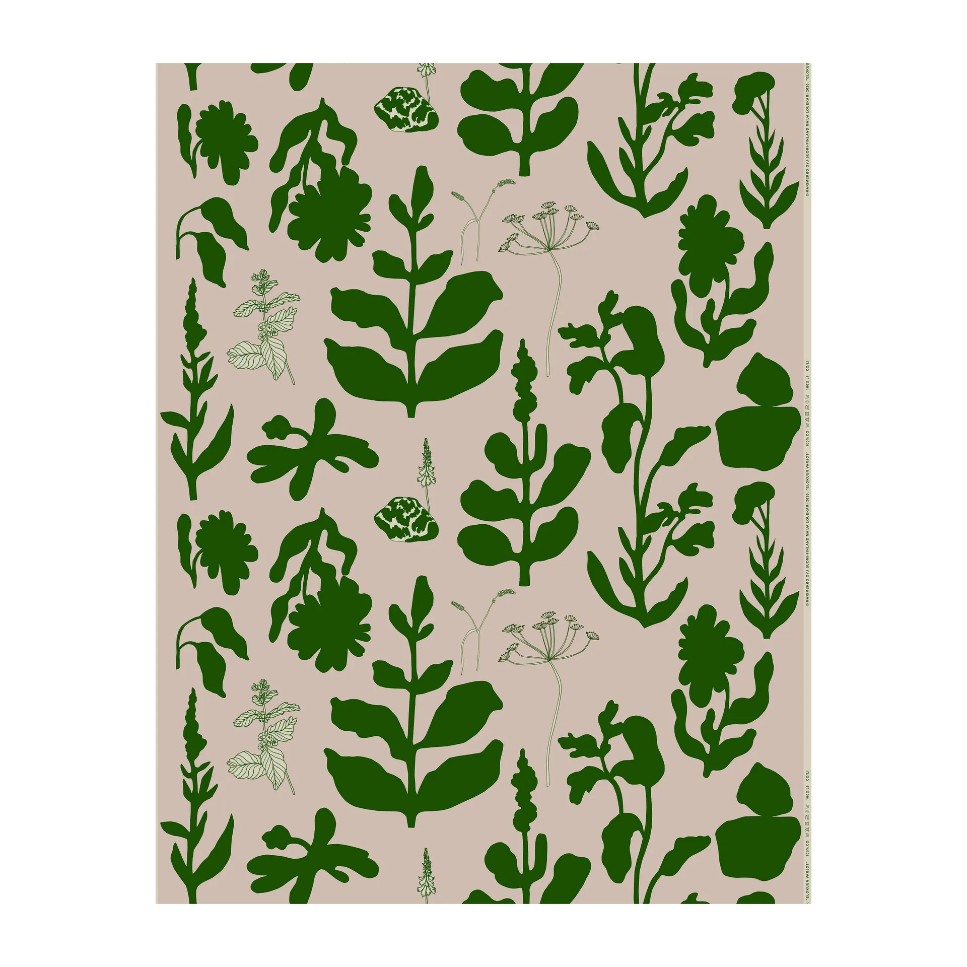 Elokuun Varjot stof katoen-linnen, Roze-groen Marimekko