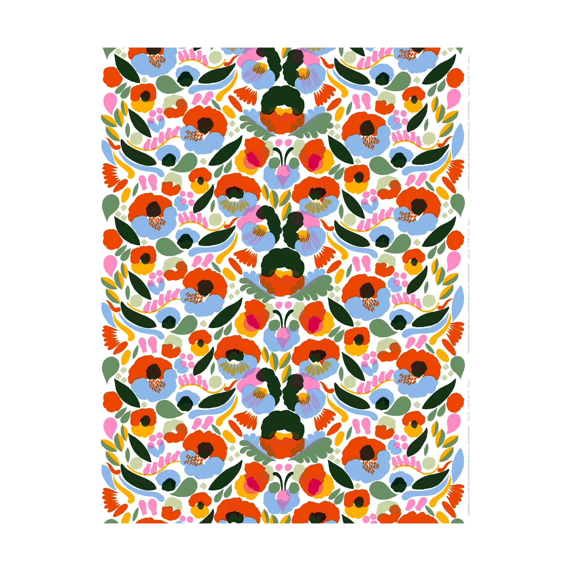 Hattarakukka stof, Rood Marimekko