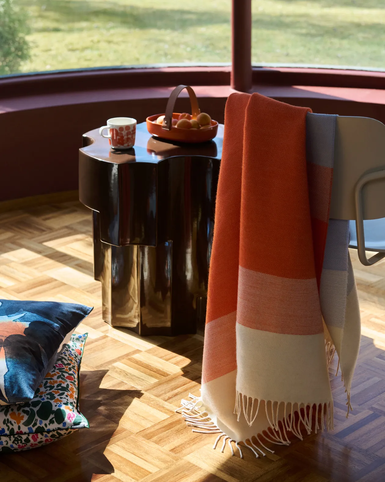 Hennika deken 120x180 cm, Orange-white-Light blue Marimekko