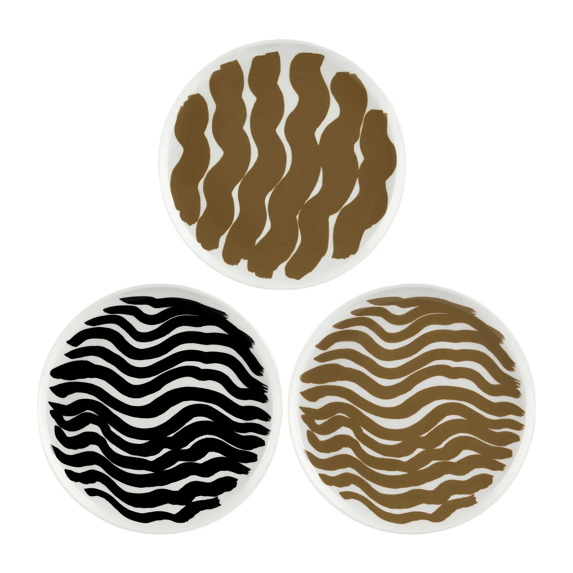 Hyräily bord Ø20 cm 3-pack, Wit-bruin-zwart Marimekko