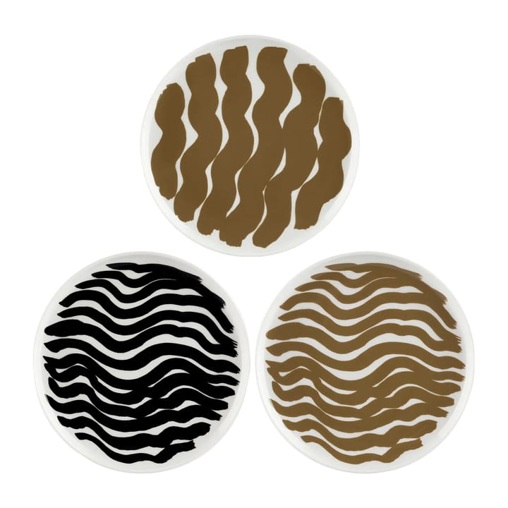 Hyräily bord Ø20 cm 3-pack - Wit-bruin-zwart - Marimekko