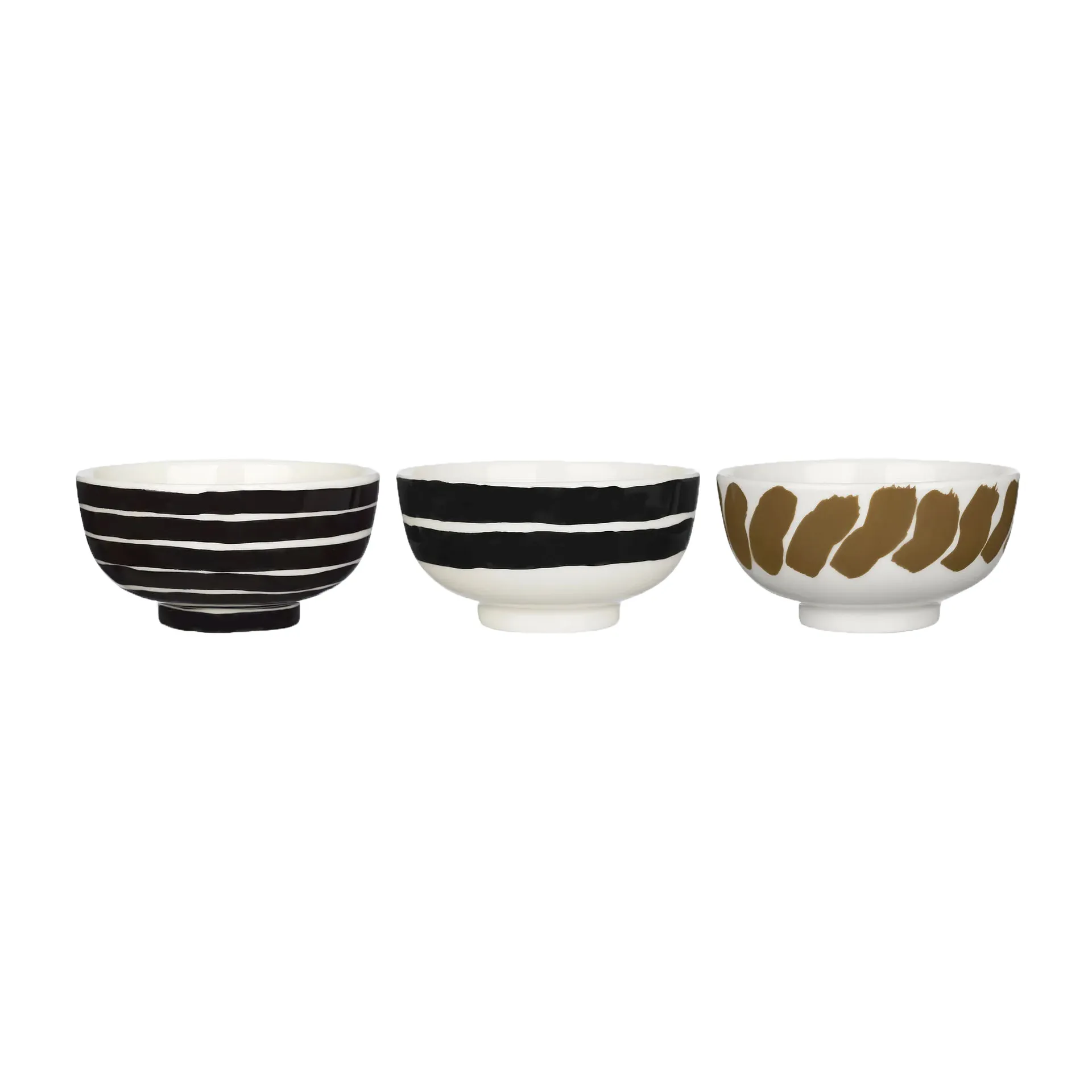 Hyräily kom 3 dl 3-pack, Wit-bruin-zwart Marimekko
