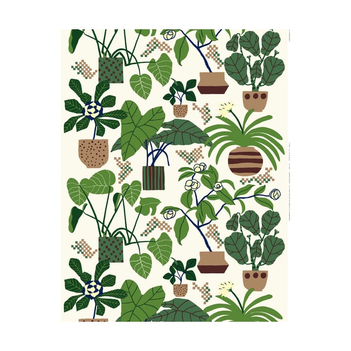 Ikkunaprinssi stof - Off-white-green-brown - Marimekko