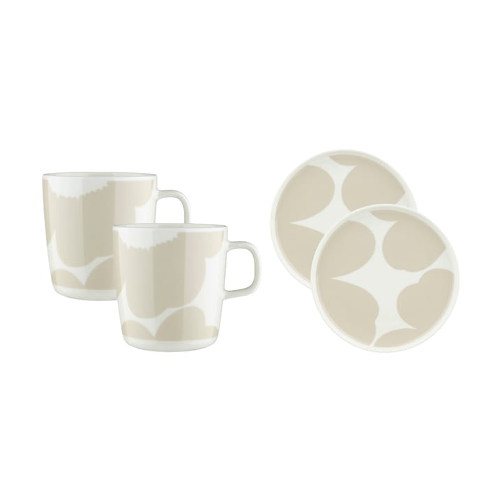 Iso Unikko ontbijtbordset 4-delig - Wit-stro - Marimekko