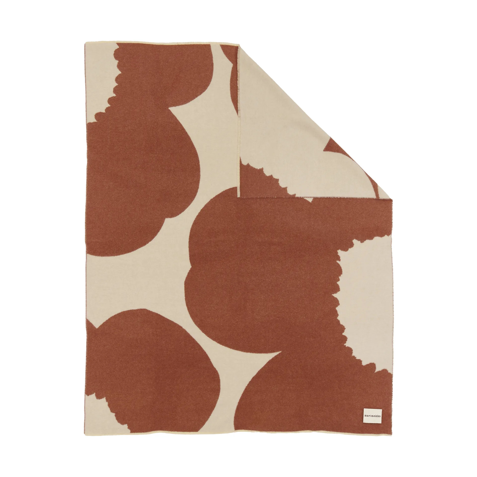 Iso Unikko plaid, Off white-chestnut, 130x170 cm Marimekko