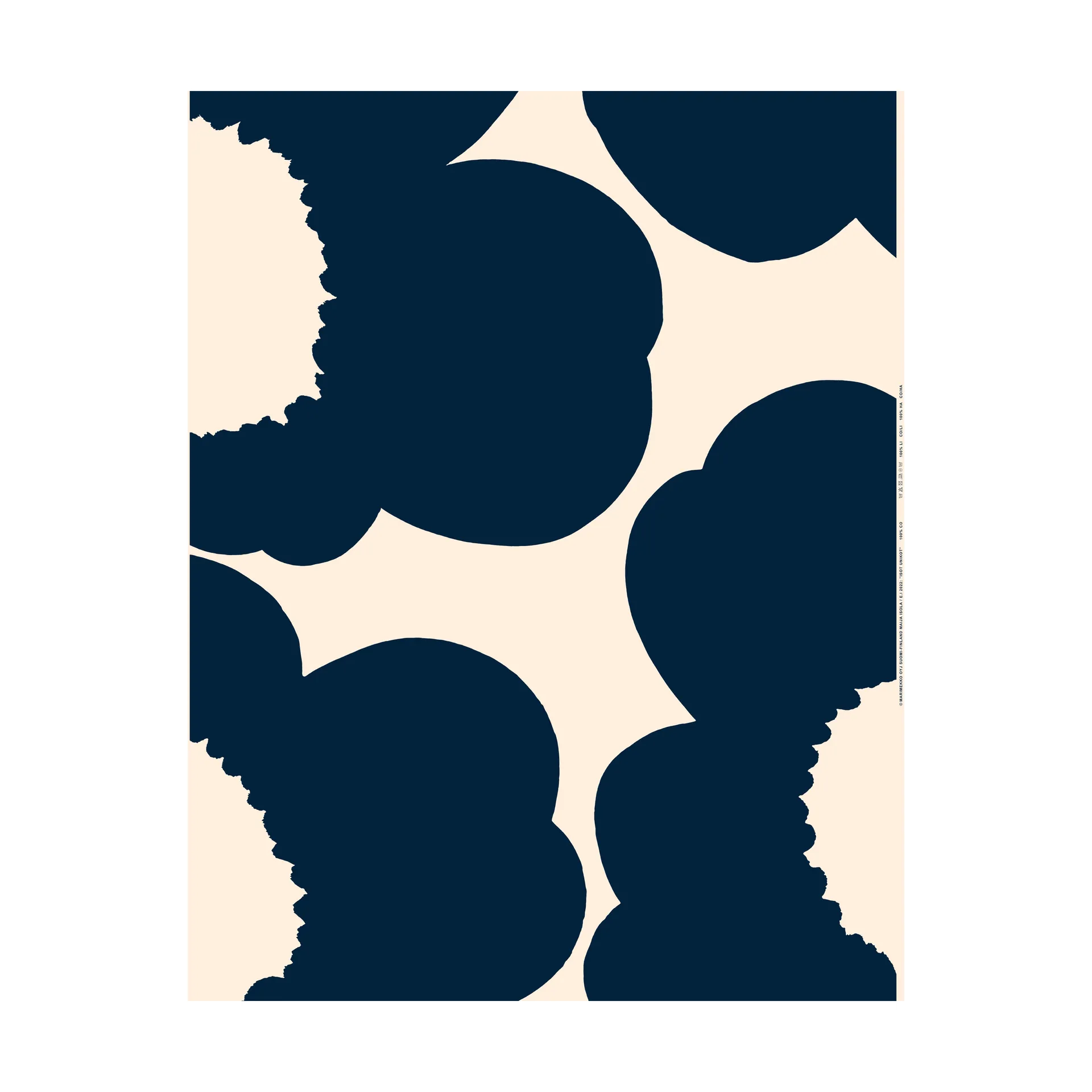 Iso Unikko stof katoensatijn, Cotton-dark navy Marimekko