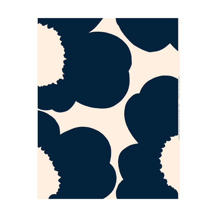 Iso Unikko stof katoensatijn - Cotton-dark navy - Marimekko