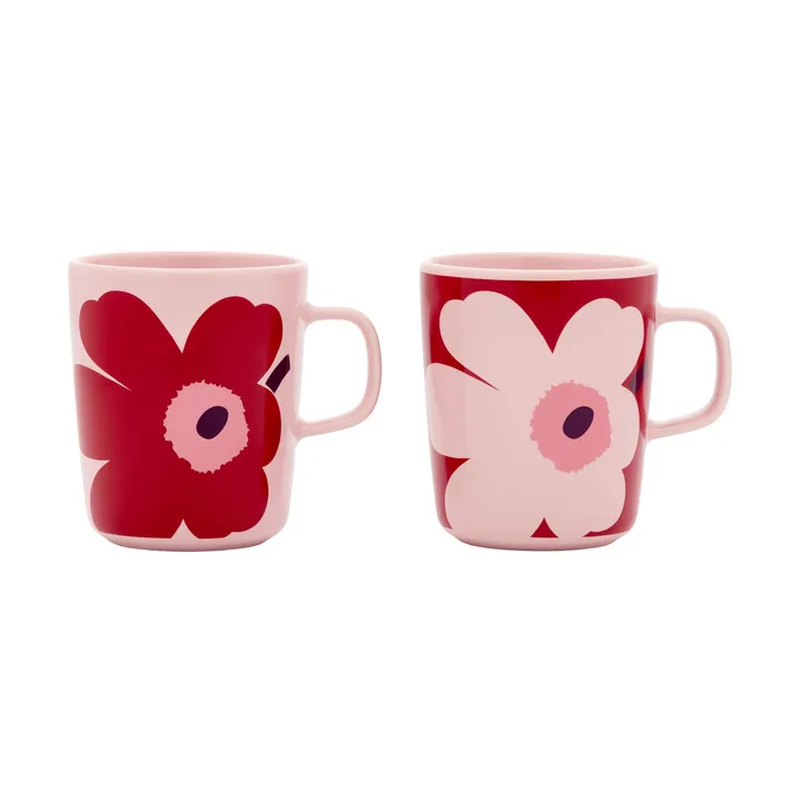 Juhla Unikko mok 25 cl 2-pack - Pink-cranberry-plum - Marimekko