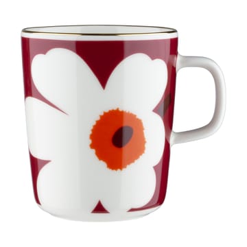 Juhla Unikko mok 25 cl 2-pack - Wit-bordeaux-goud - Marimekko