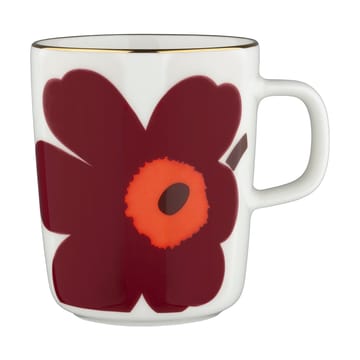 Juhla Unikko mok 25 cl 2-pack - Wit-bordeaux-goud - Marimekko
