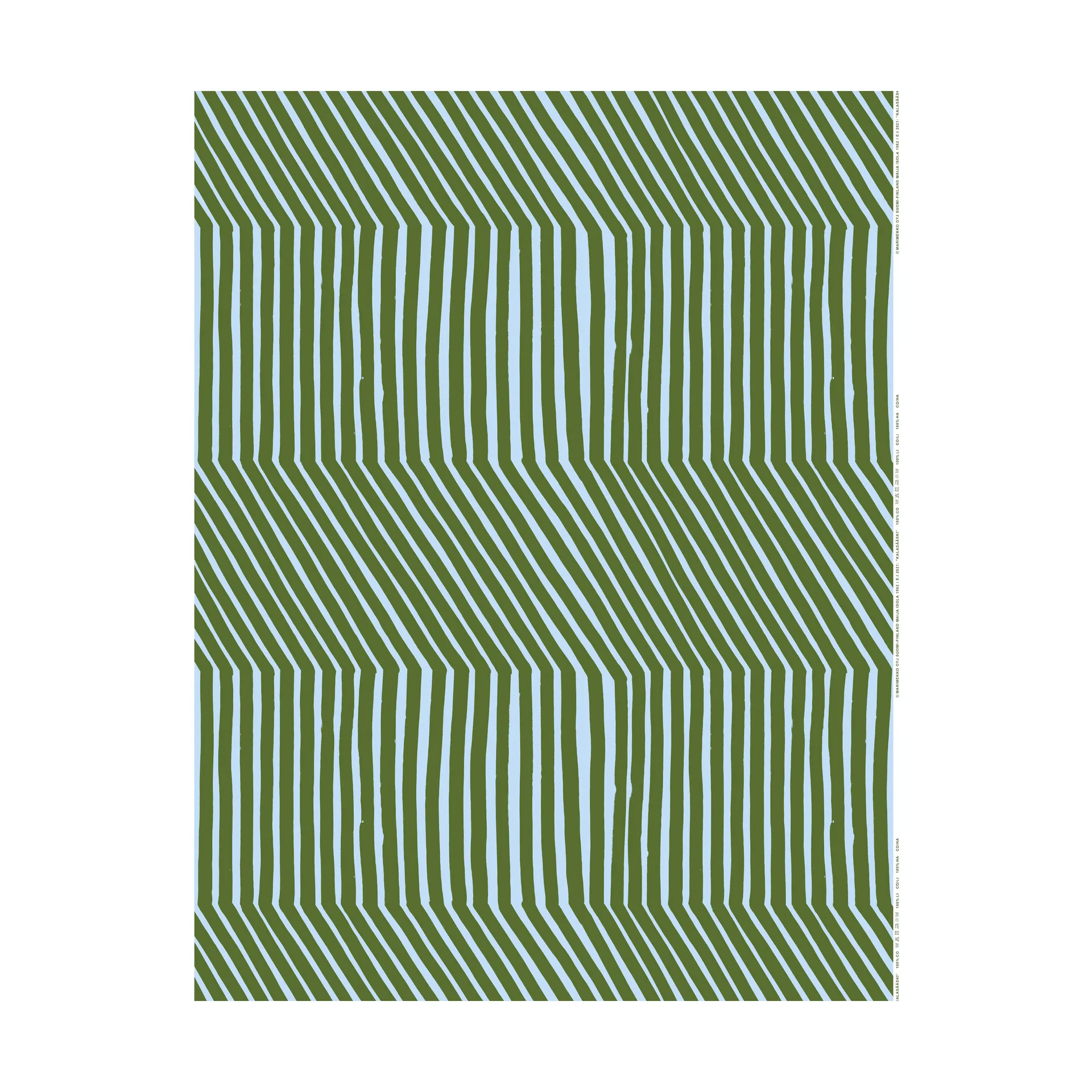 Kalasääski katoenen stof, Forest green-light blue Marimekko