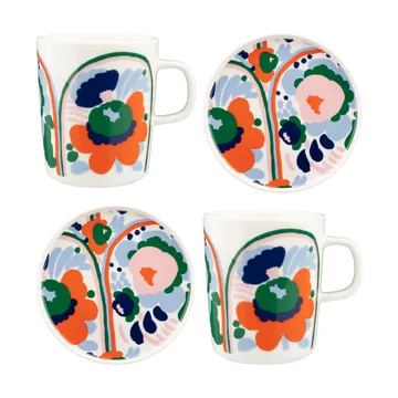Karuselli serviesset 4-delig - White-orange-blue-emerald - Marimekko