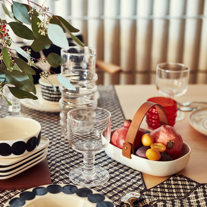 Koppa serveerschaal met leren band, wit Marimekko