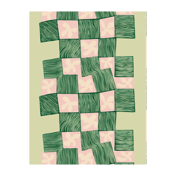 Korkeuksissa katoenen stof, Groen-roze Marimekko