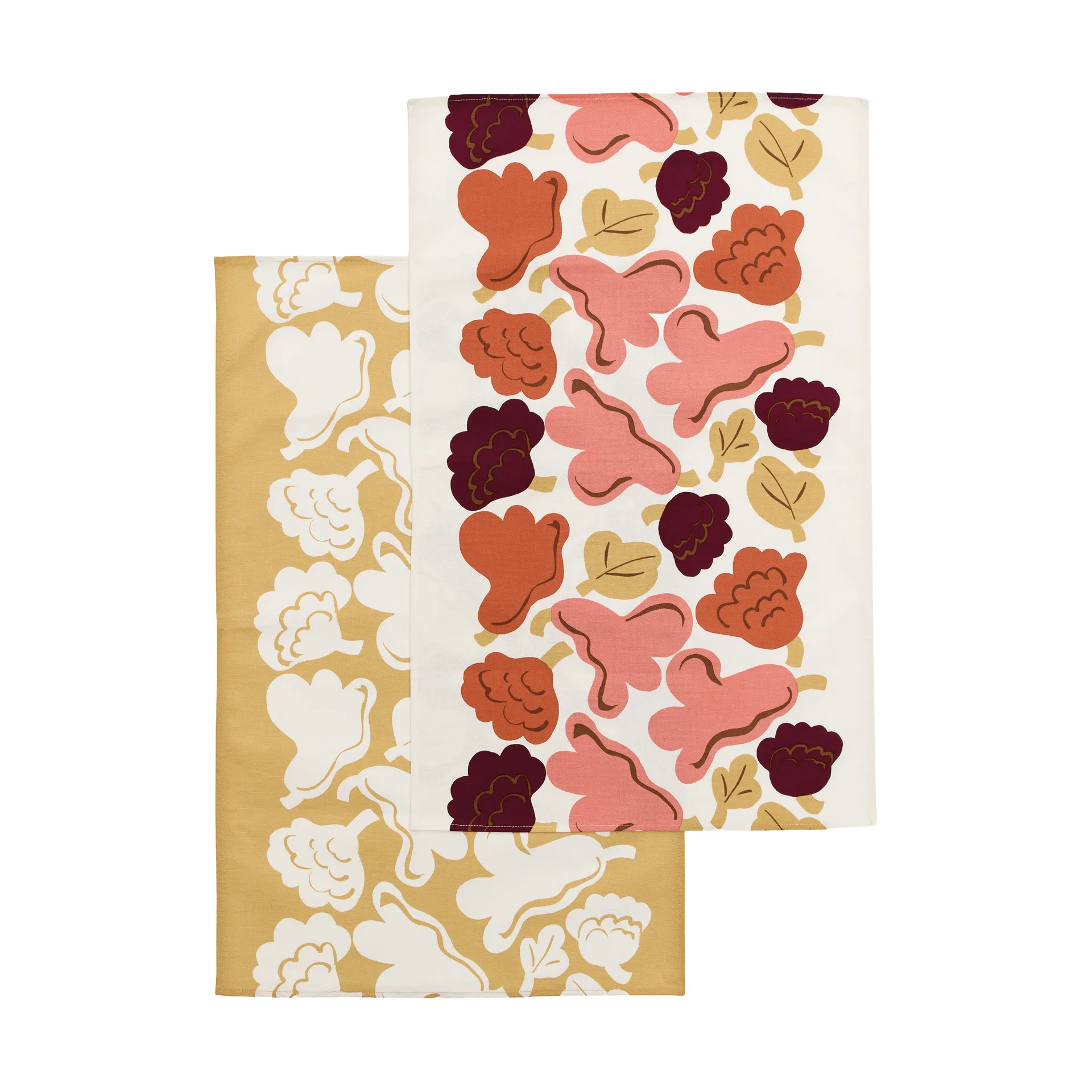 Kukasta Kukkaan keukendoek, Off white-roze-terracotta-oker, 2-pack Marimekko