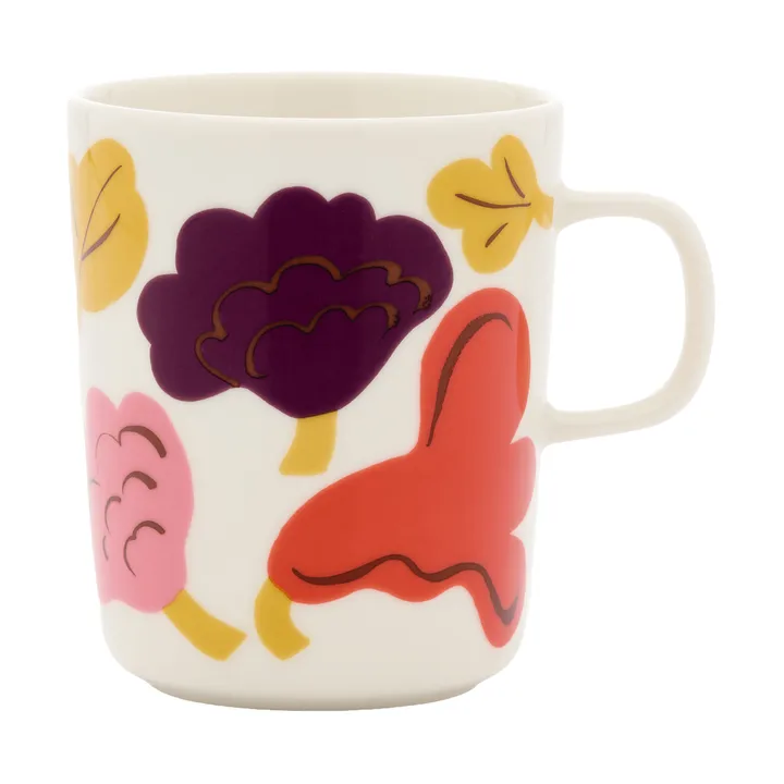 Kukasta Kukkaan mok - white-pink-terrac-plum, 25 cl - Marimekko