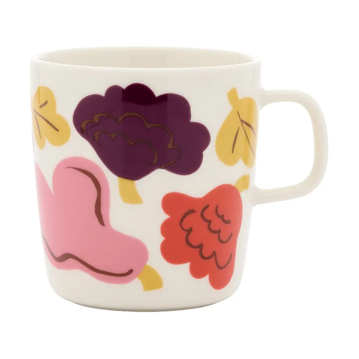 Kukasta Kukkaan mok - White-pink-terracotta-plum, 40 cl - Marimekko