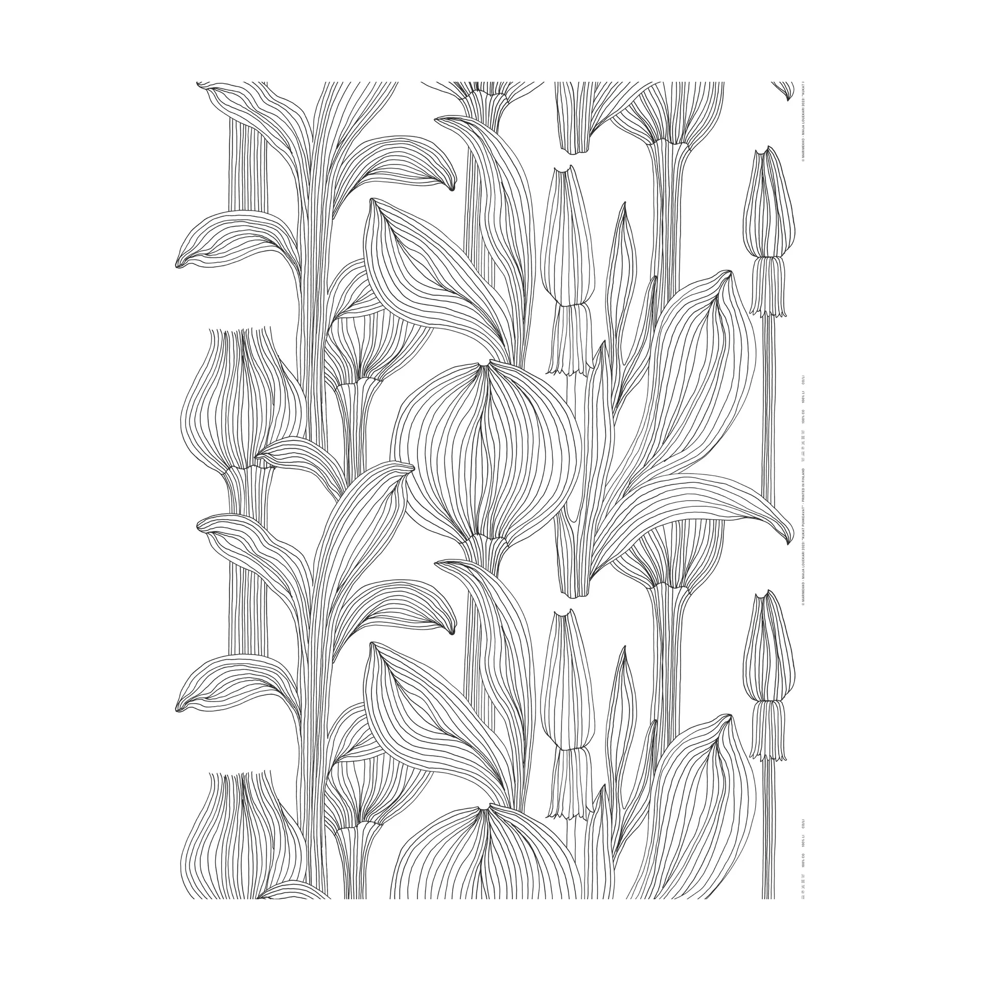 Kukat Puhkeavat katoenstof, White-black Marimekko