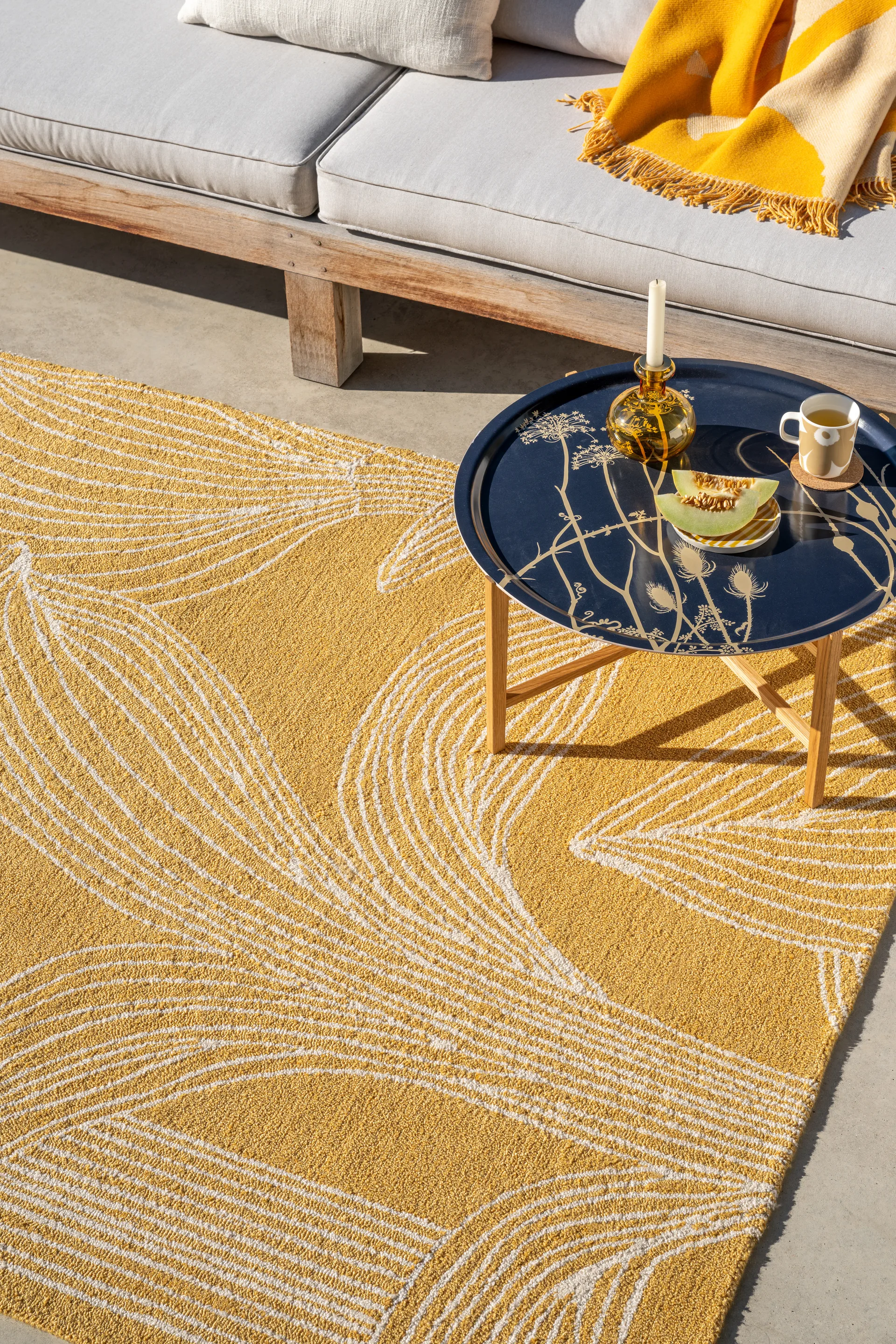 Kukat puhkeavat vloerkleed outdoor, Straw, 160x230 cm Marimekko