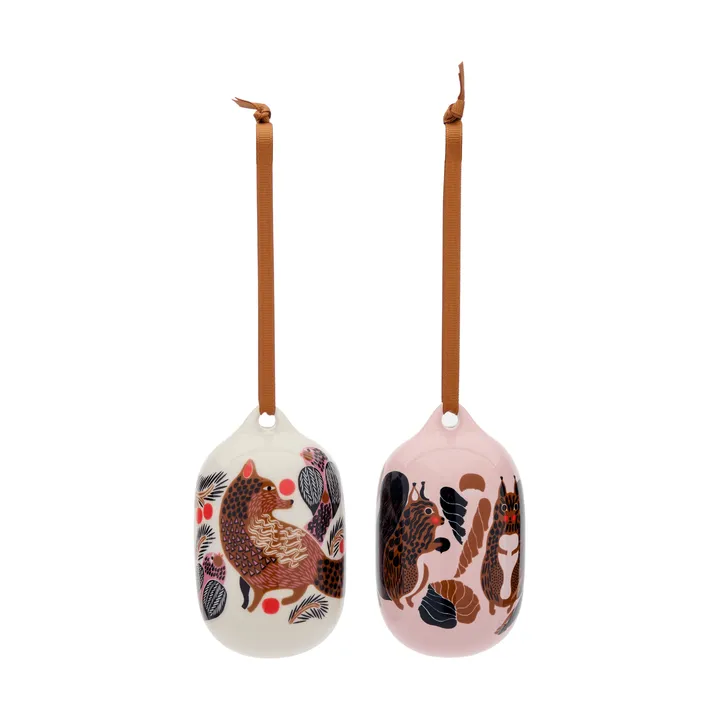 Kurre Ketunmarja decoratiehanger - Roze-wit-multicolour, 2-delig - Marimekko
