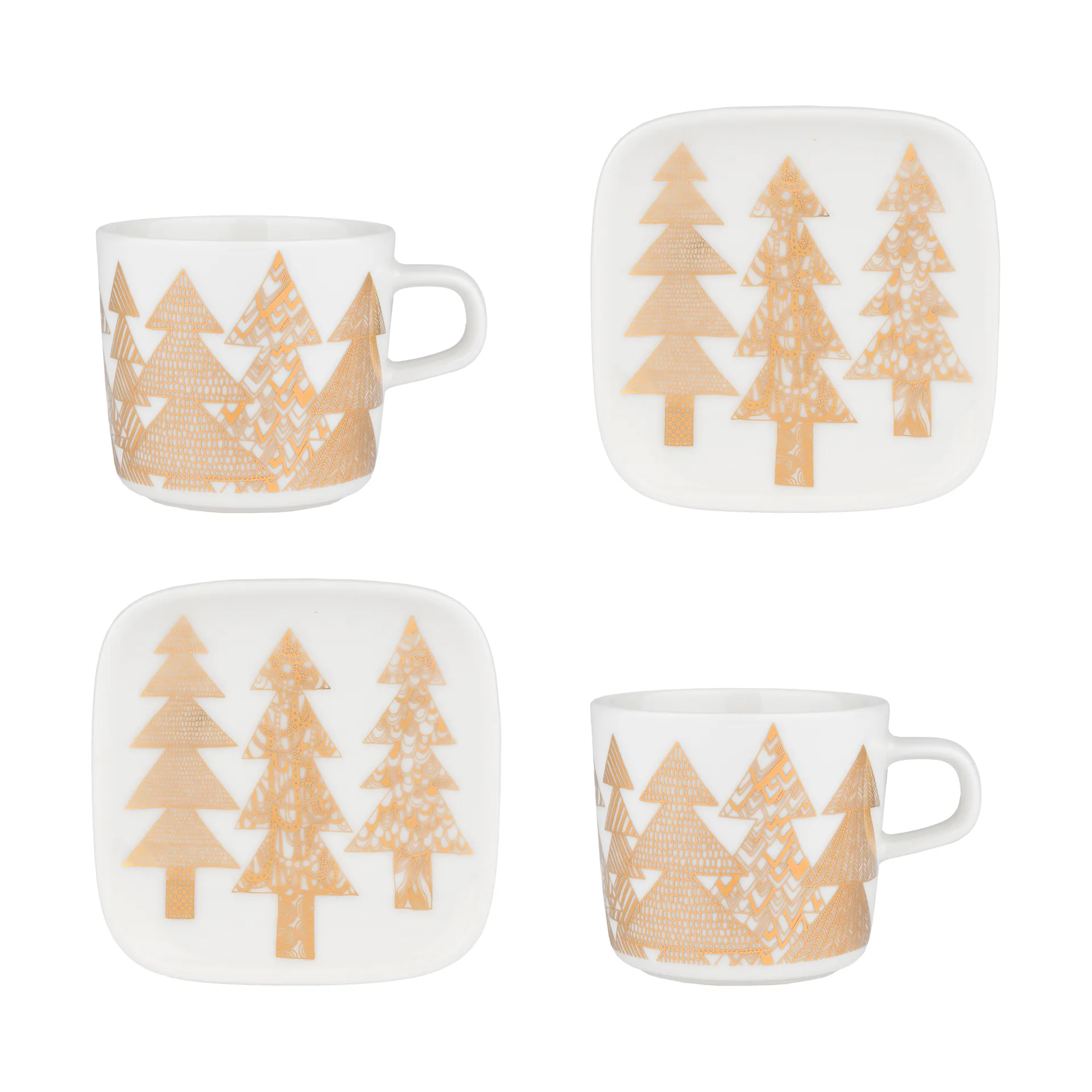 Kuusikossa kop en schotel set 20 cl 4 delen, White-gold Marimekko