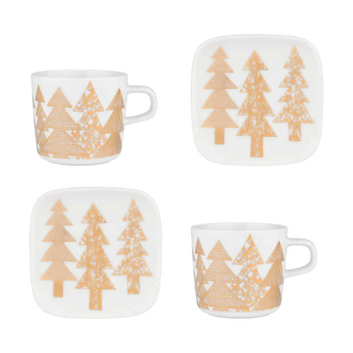 Kuusikossa kop en schotel set 20 cl 4 delen, White-gold Marimekko