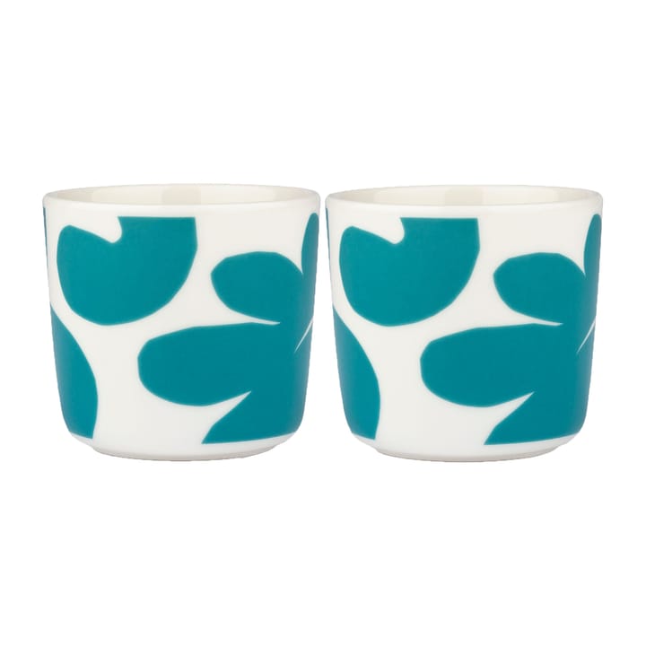 Leikko koffiekop zonder oor 20 cl 2-pack - Wit-turquoise - Marimekko