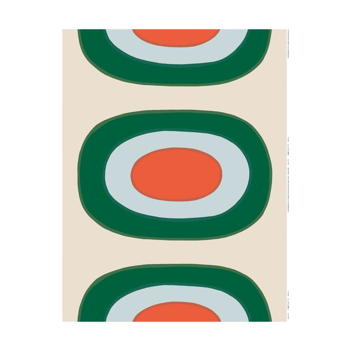 Melooni stof kartoen - Off white-green-l. blue-orange - Marimekko
