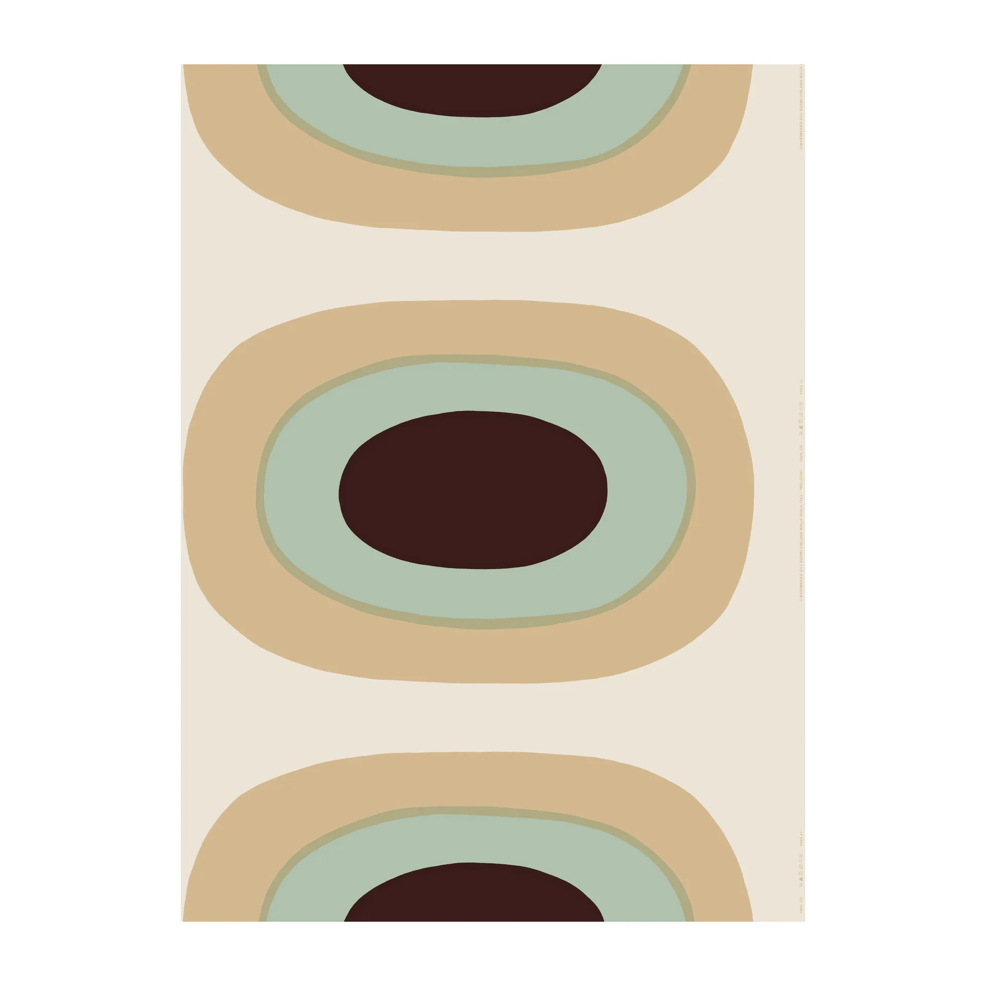 Melooni stof katoen-linnen, Beige-mint Marimekko