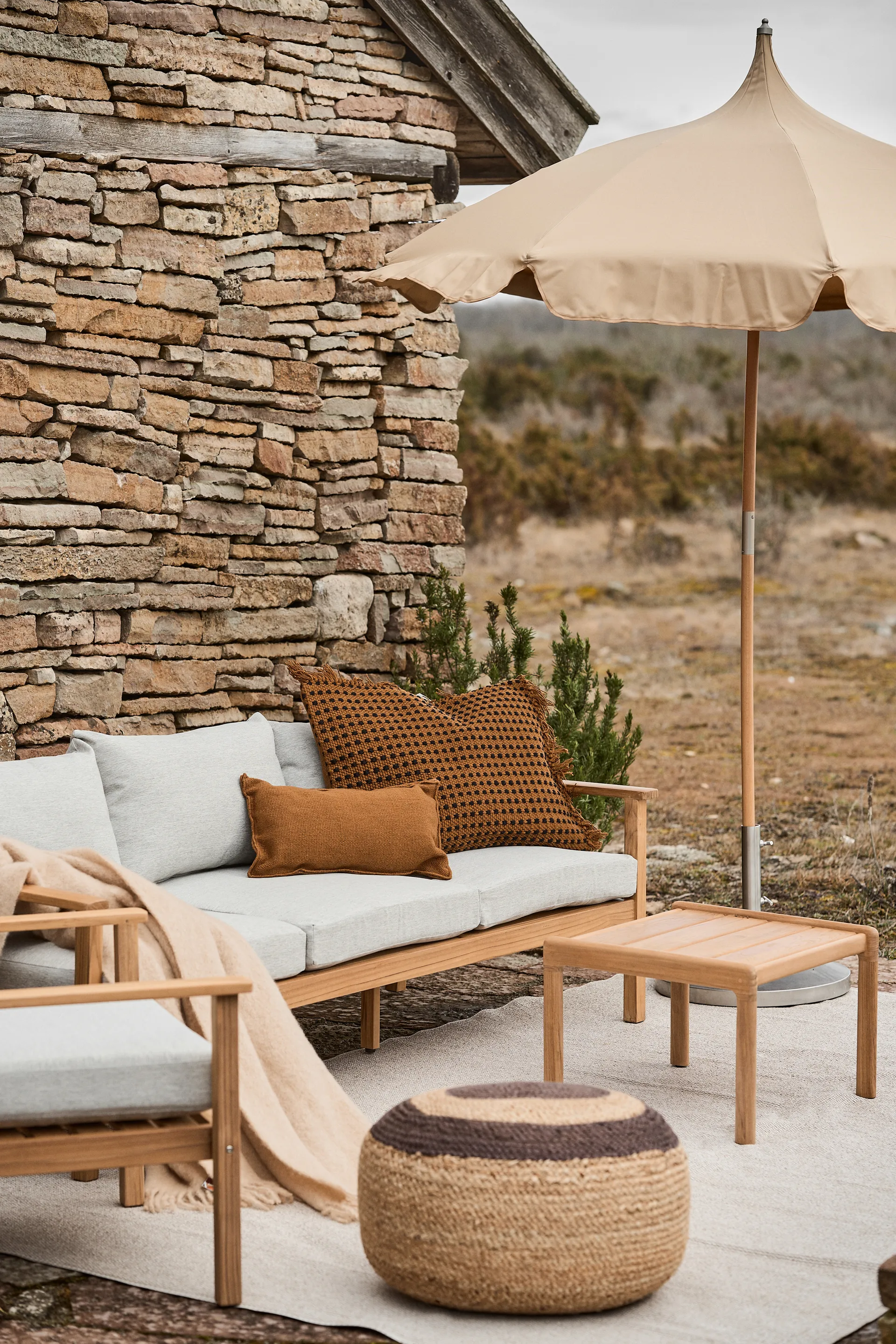 Melooni zitpoef jute, Jute-donkerbruin Marimekko