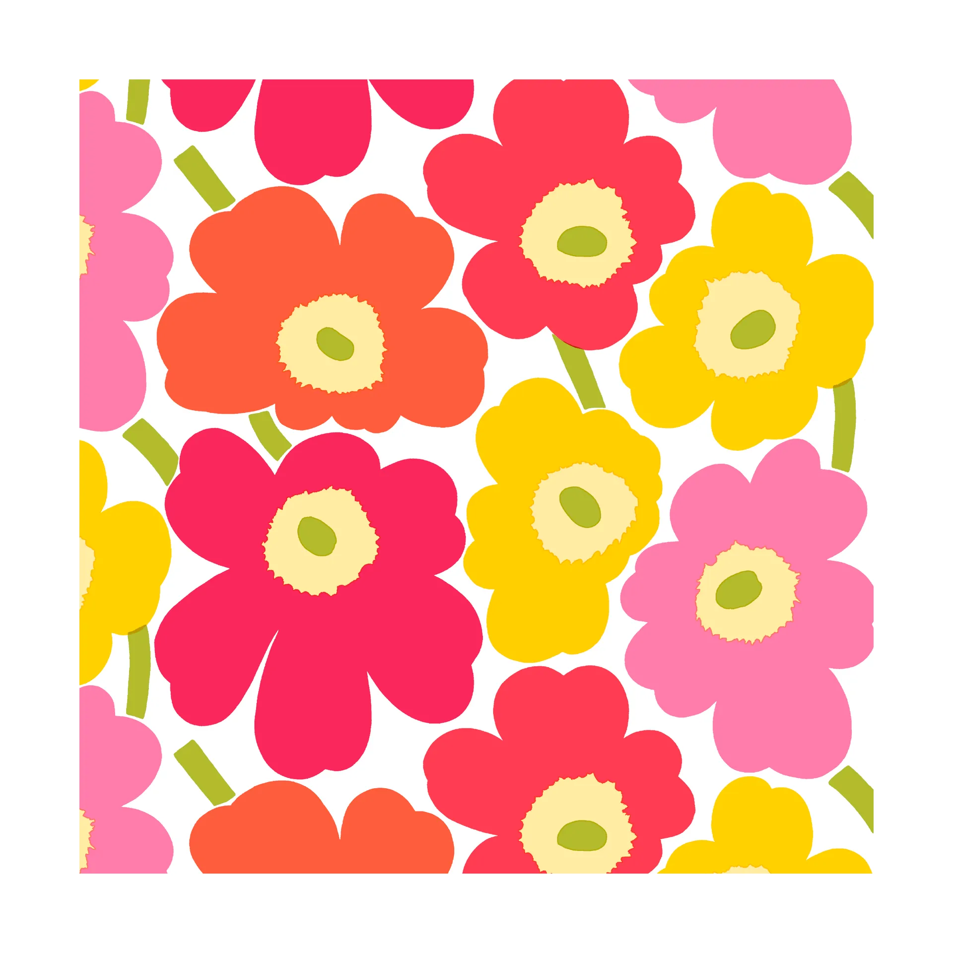 Mini Unikko servetten 20-pack, Pink-yellow Marimekko