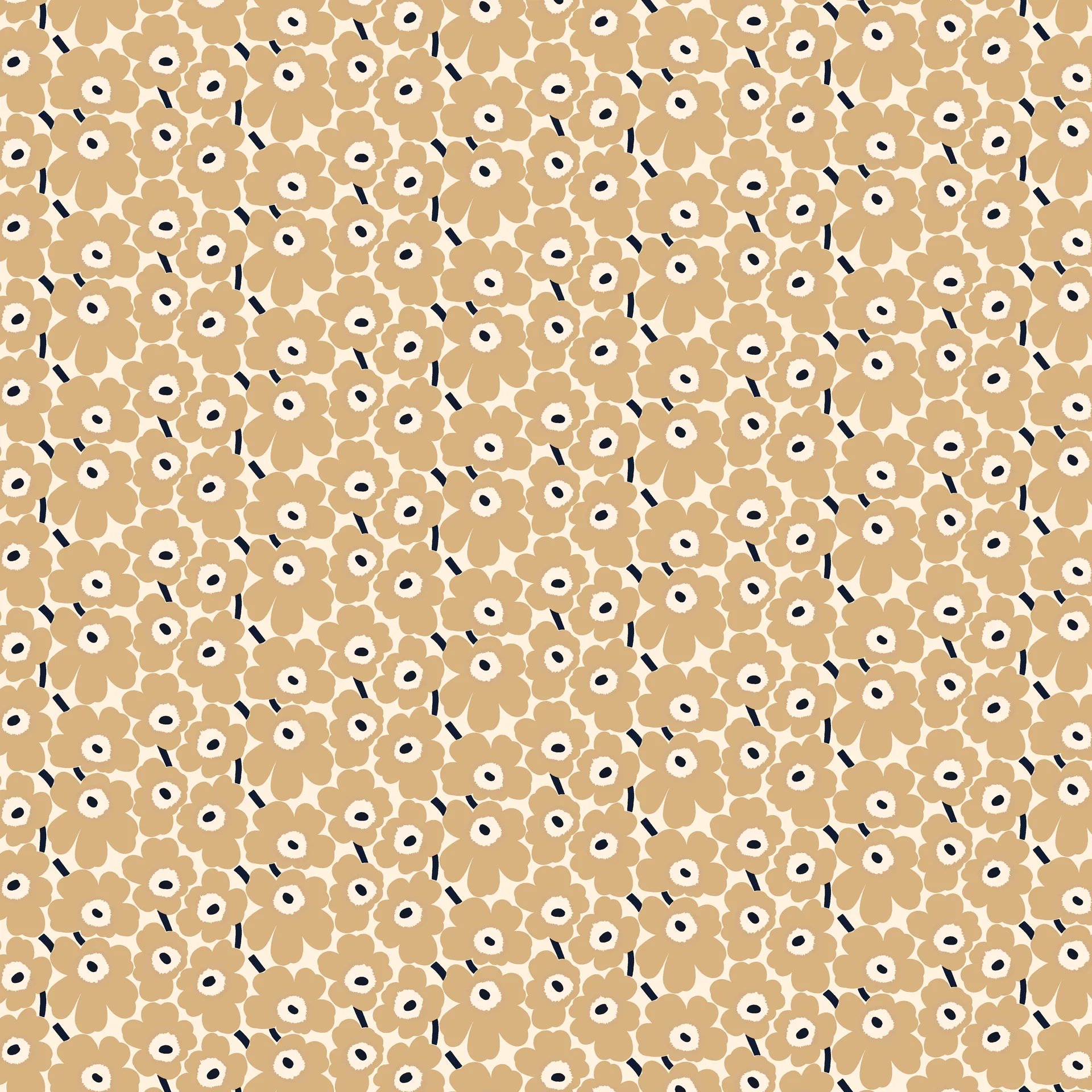 Mini Unikko stof, Natuurwit-beige-blauw Marimekko