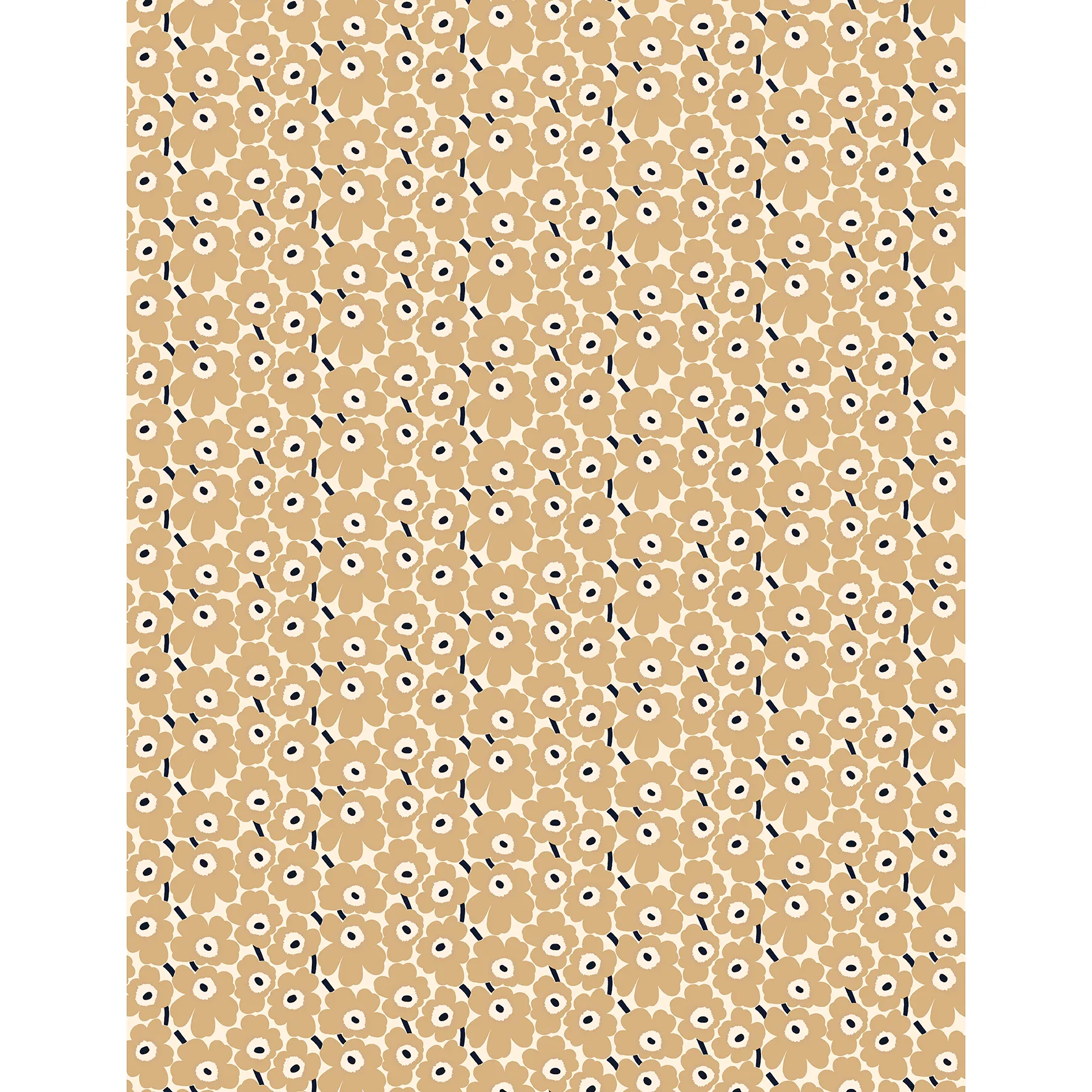 Mini Unikko stof, Natuurwit-beige-blauw Marimekko