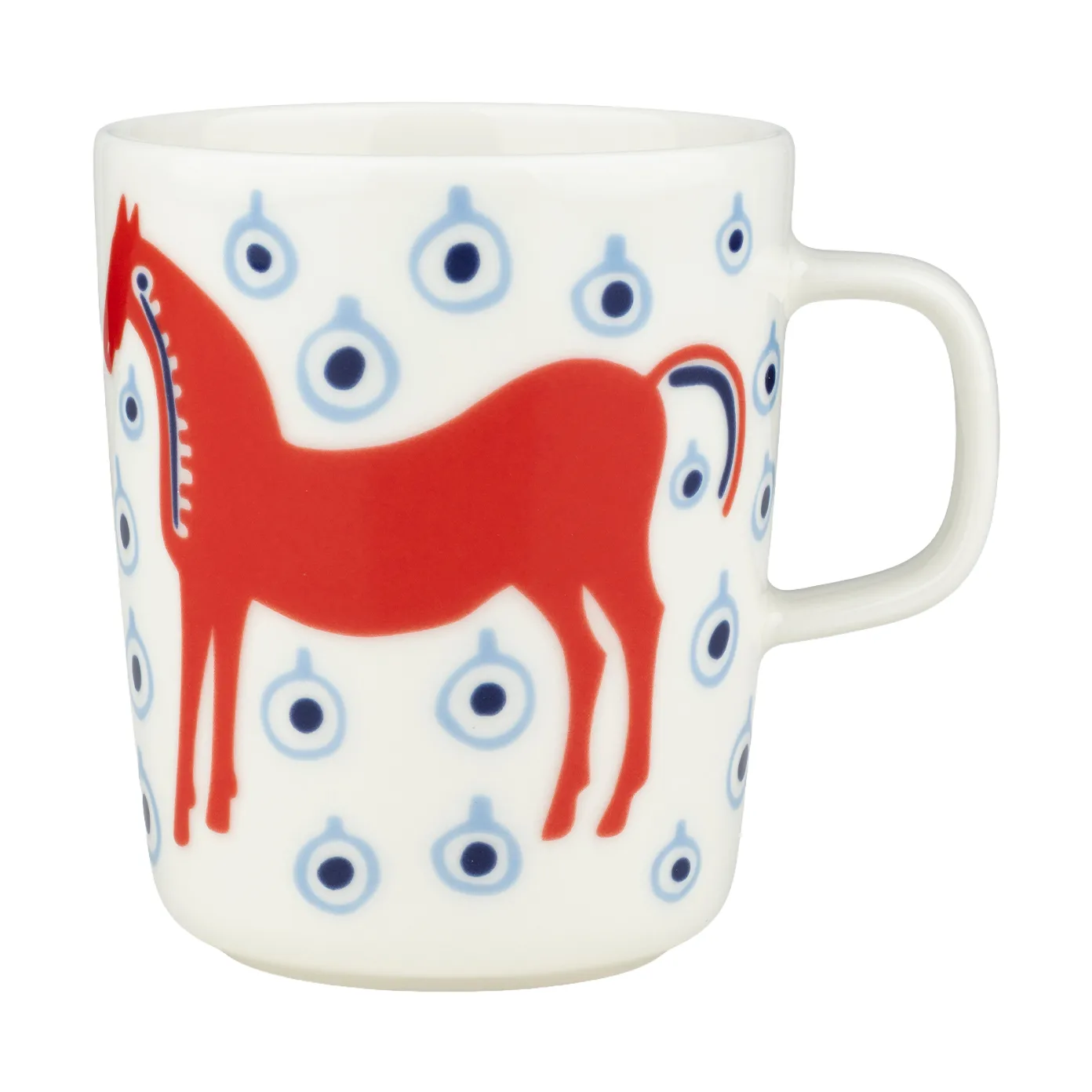 Musta Tamma mok 25 cl, Off white-orange red-light blue Marimekko
