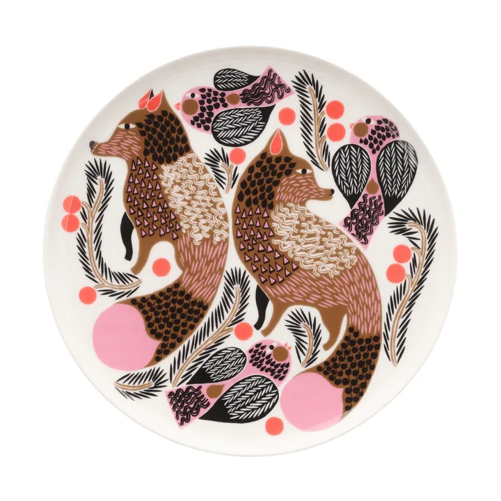 Oiva Ketunmarja bord Ø20 cm - White-brons-roze-petrol - Marimekko