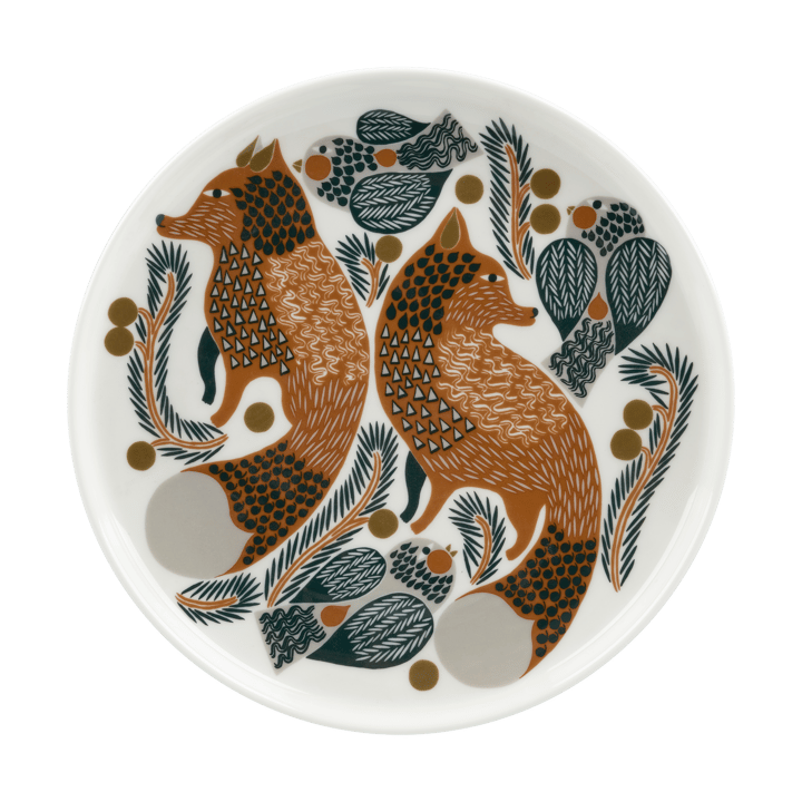 Oiva Ketunmarja bord Ø20 cm - White-brown-dark green - Marimekko