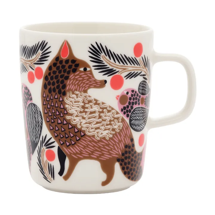 Oiva Ketunmarja mok 25 cl - White-brons-roze-petrol - Marimekko