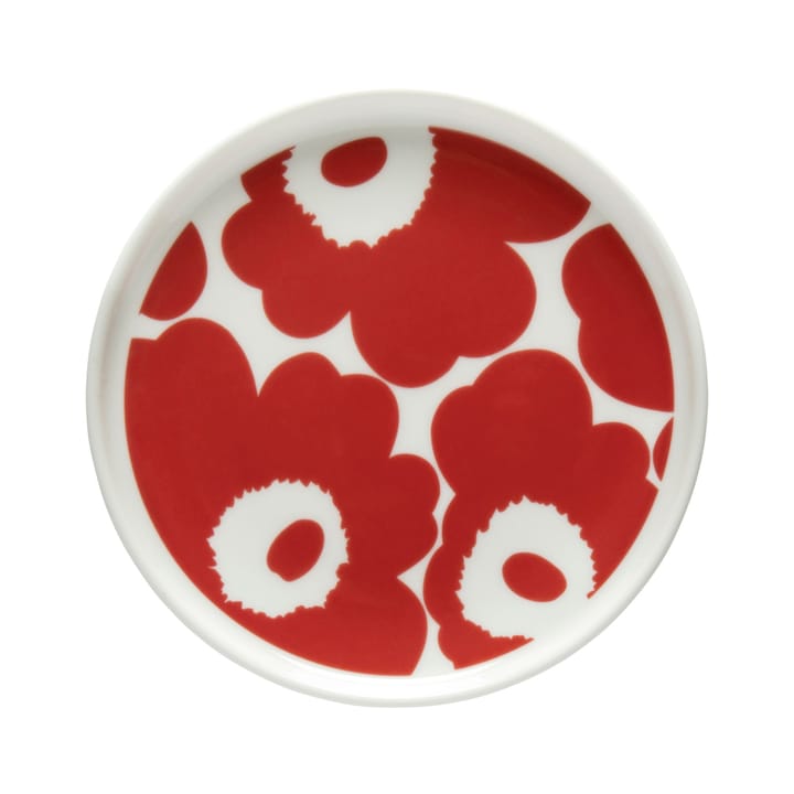 Oiva Unikko bord Ø13,5 cm - Wit-rood - Marimekko