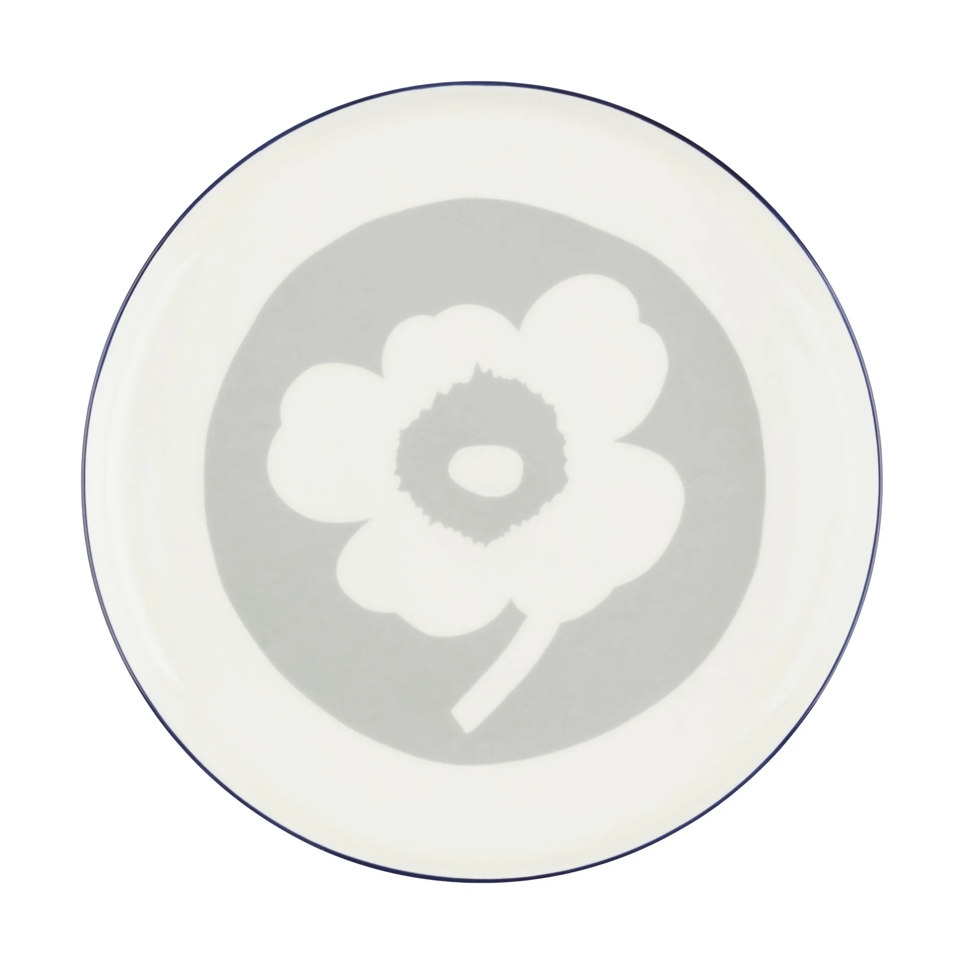 Oiva Unikko bord Ø25 cm, White-light grey-cobalt Marimekko