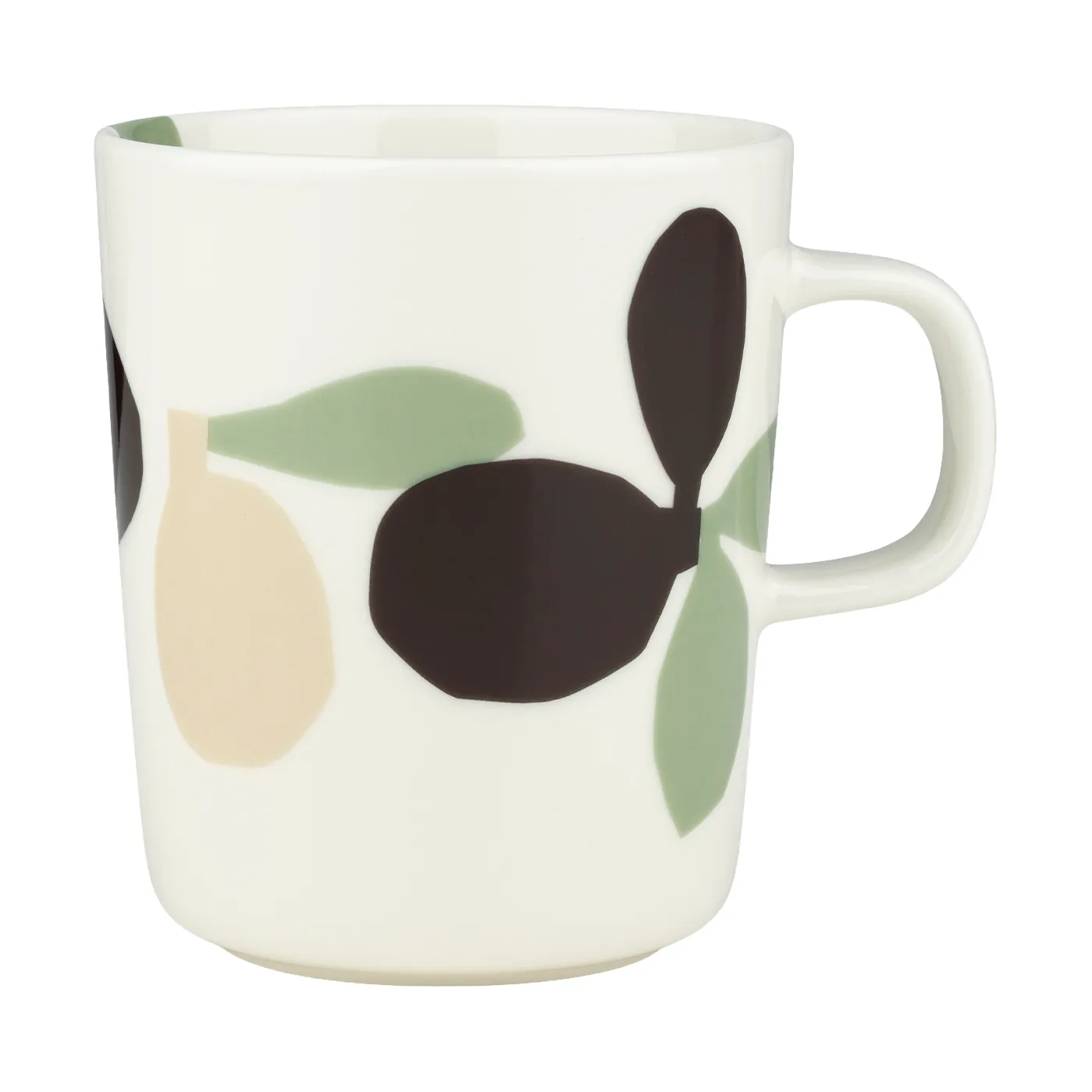 Omppo mok, Wit, salie, zwartbruin, linnen, 2,5 dl Marimekko