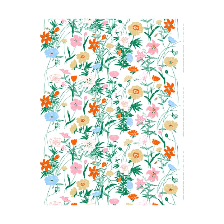 Perenna katoenen stof  - White-green-beige-light pink - Marimekko