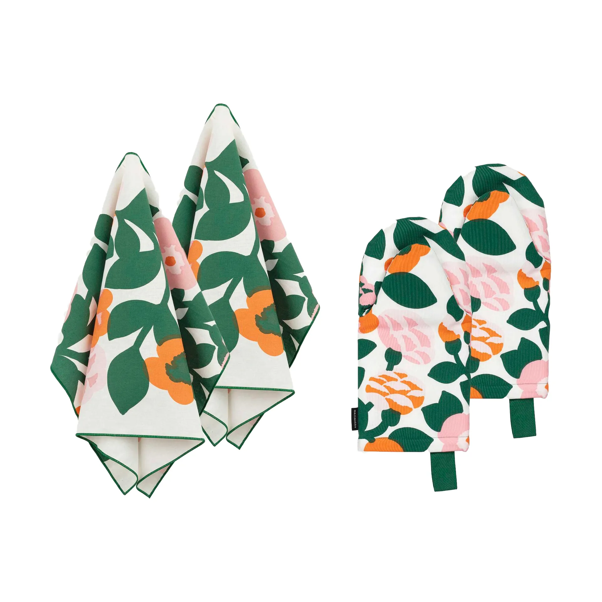 Pieni green green textielset 4-delig, Groen-oranje Marimekko