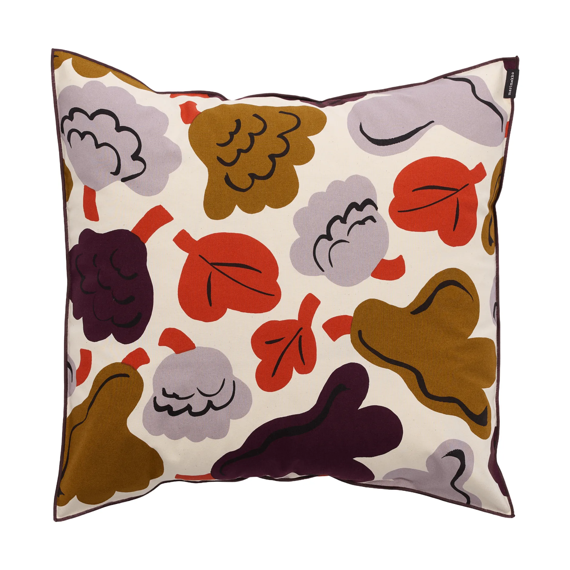 Pieni Kukasta Kukkaan kussenhoes, Hay-plum-bronze-terracotta, 50x50 cm Marimekko