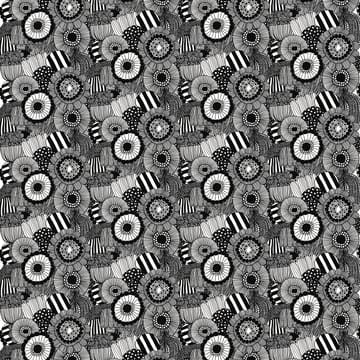 Pieni Siirtolapuutarha stof - Wit-zwart - Marimekko