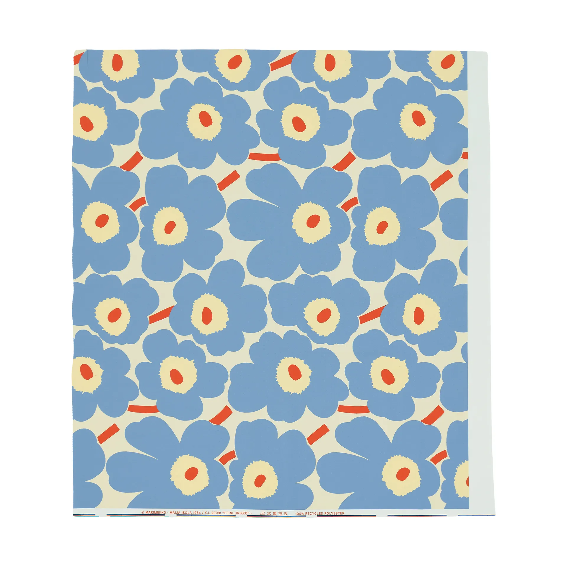 Pieni unikko buitenstof, Off white-light blue-melon-orange red Marimekko