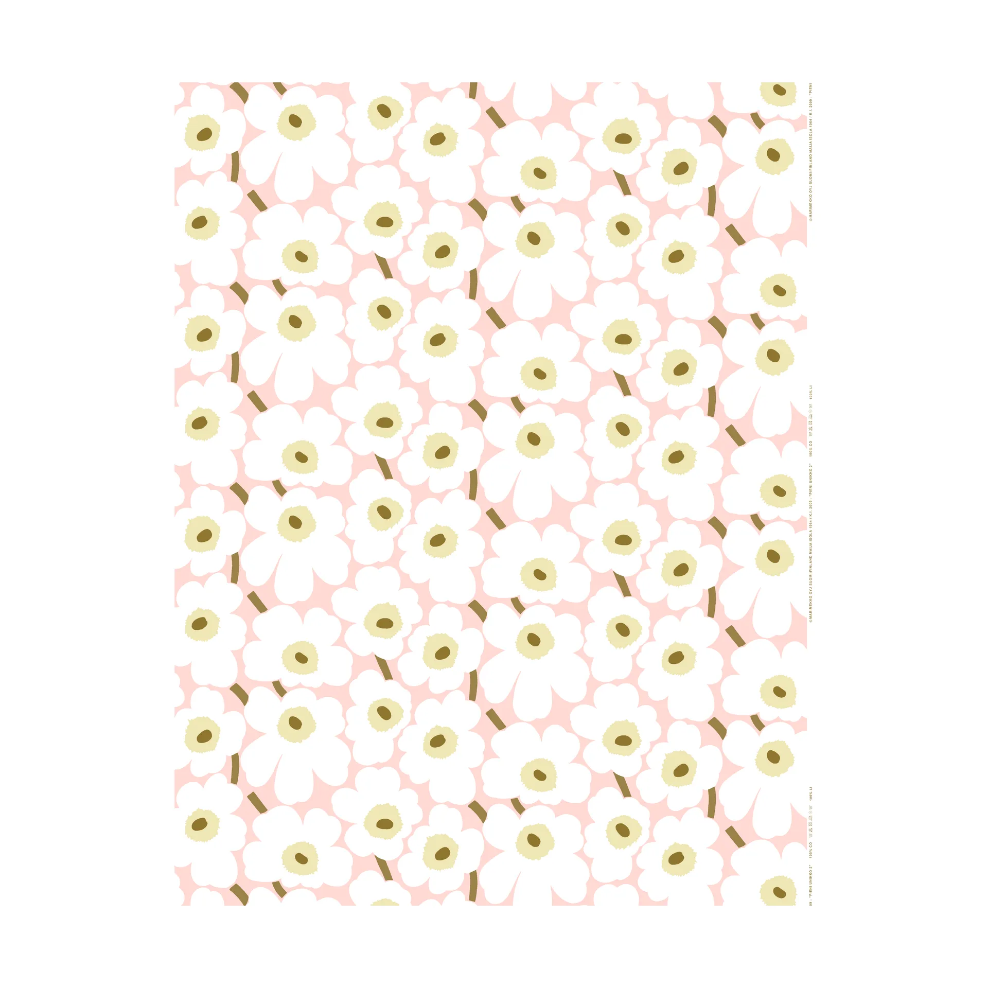 Pieni Unikko gecoat tafelzeil, Pink-natural white-sand Marimekko
