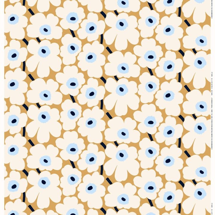 Pieni Unikko gewaxte stof - beige-gebroken wit-blauw - Marimekko